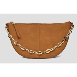 Universal Thread Brown Half-Moon Shoulder Bag With Chain Strap & Recycled Materi